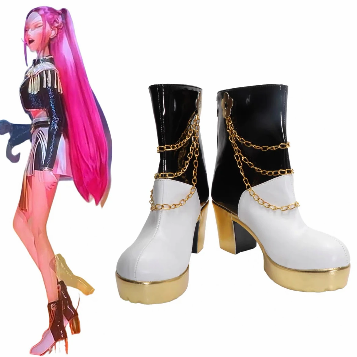 

KPop Demon Hunters Mira Black Golden Cosplay Boots Halloween Carnival Shoes