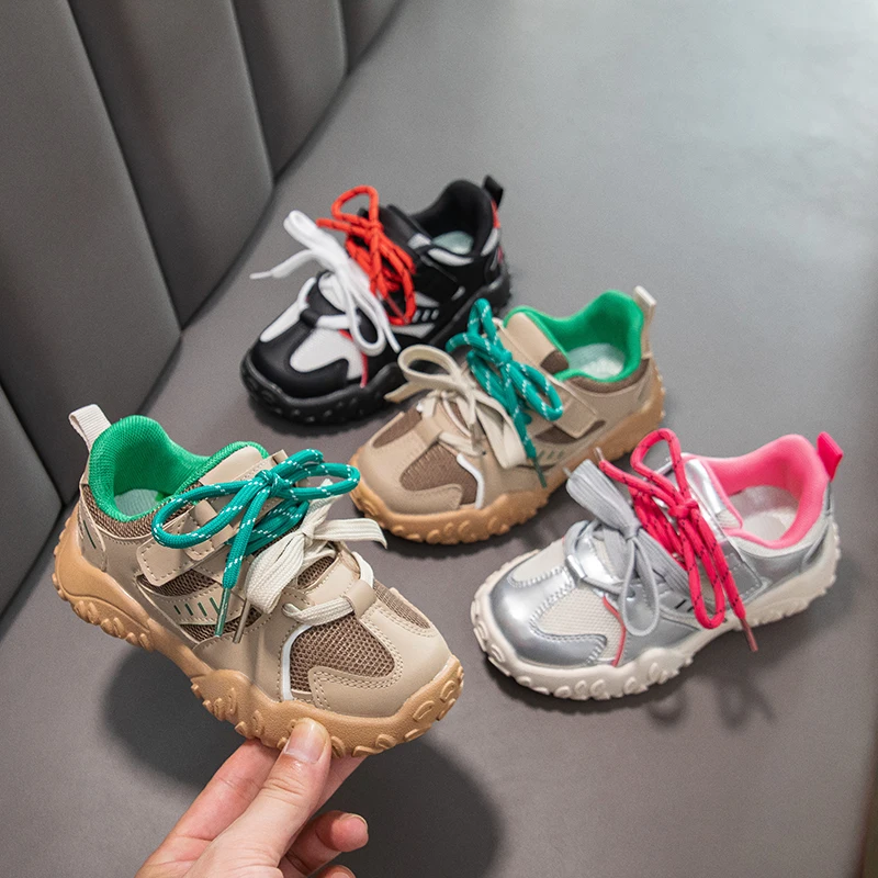 

Детская дышащая и удобная спортивная обувь с сеткой, осень 2024, новые модные повседневные кроссовки больших размеров для девочек и мальчиков