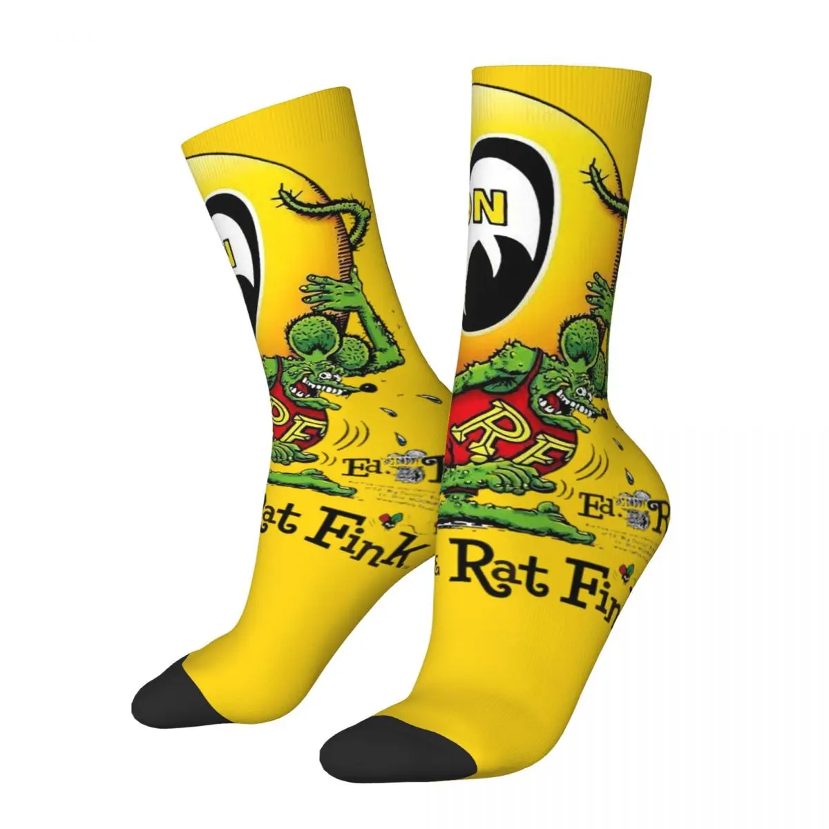 Harajuku Tales Of The Rat Fink Men Women Round neck Socks Cycling Novelty Spring Summer Autumn Winter Stockings Gift