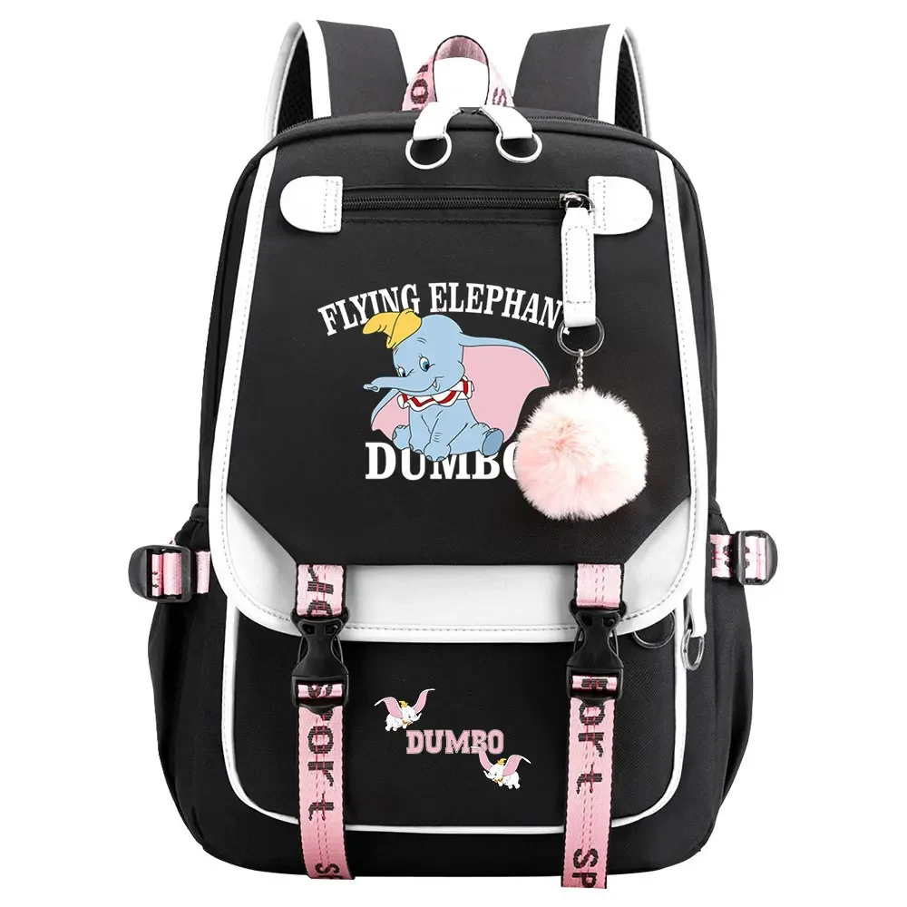 

MINISO Dumbo Boys Girls Kids School Book Bags Women USB Bagpack Teenagers Canvas Laptop Student Backpack