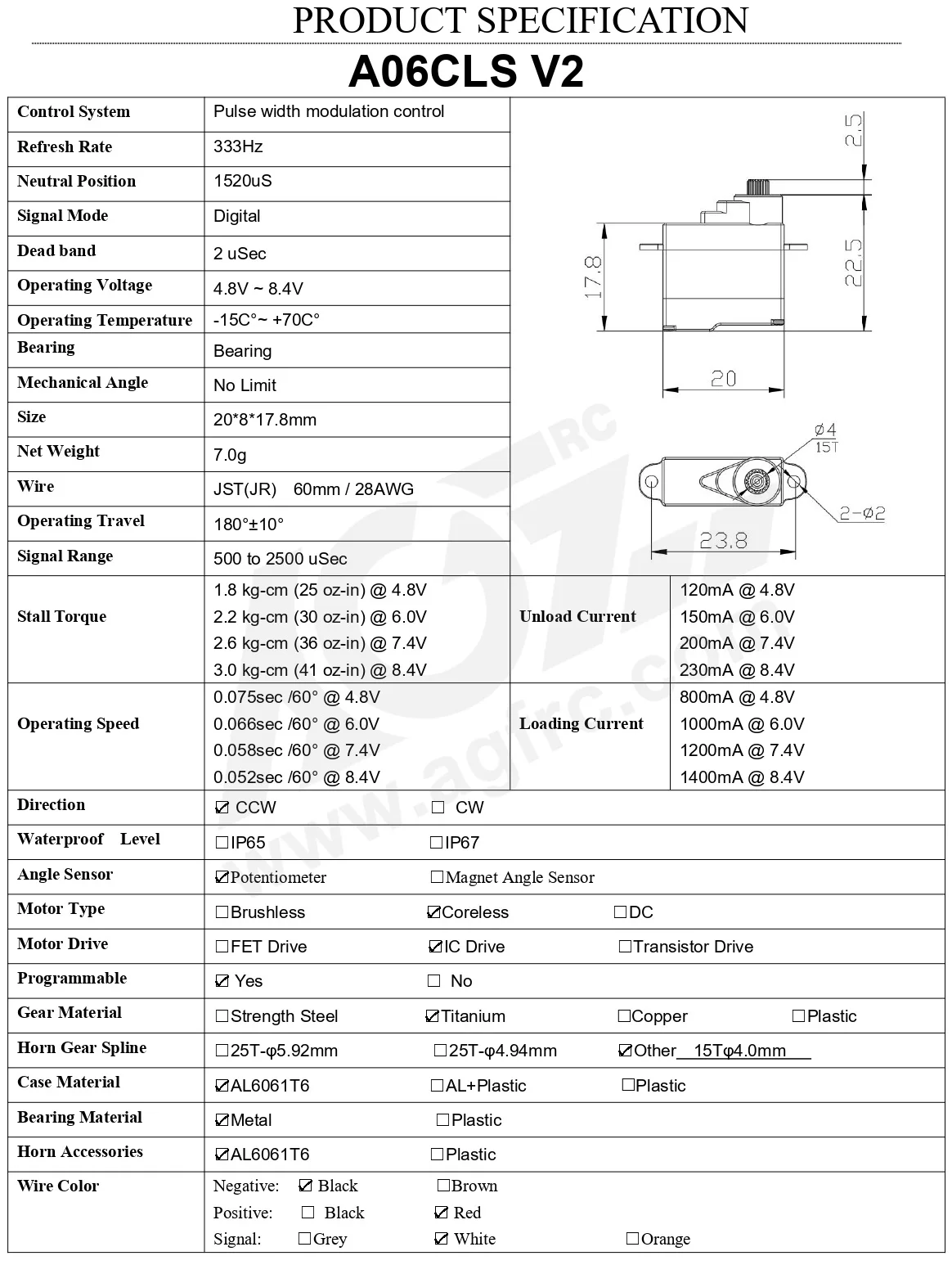 Agfrc a06cls v2 6g Titan getriebe 3,0 kg supers chn elles programmier bares Mikros ervo für Mini Auto glr gla mrz Flugzeug – Detail 2