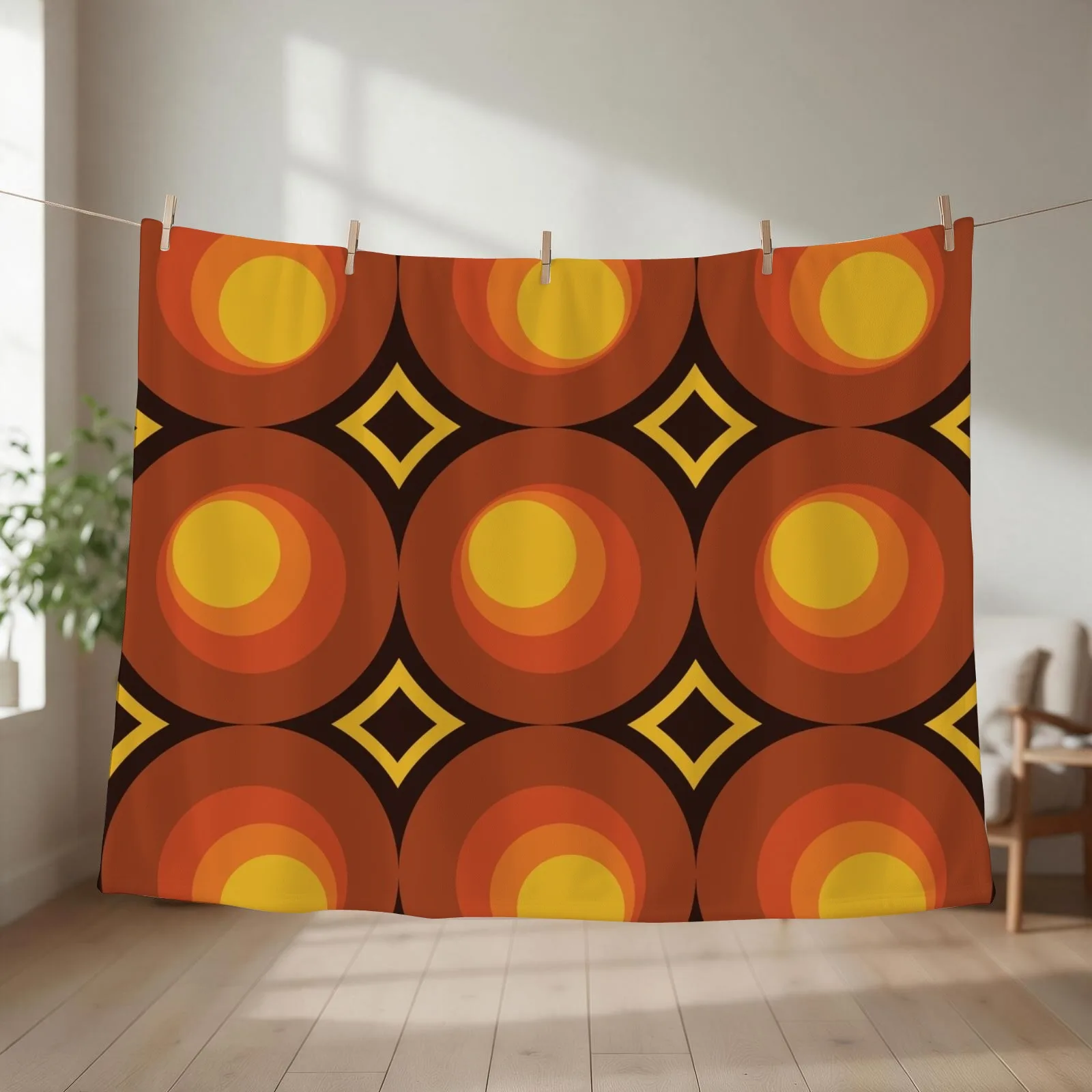 1970s Orange Mid-Century Modern Circle 2 Throw Blanket valentine gift ideas For Sofa Thin Furry Retros Blankets