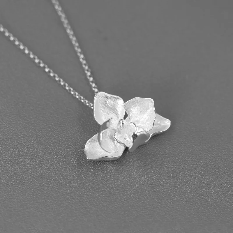 N Butterfly Orchid 925 Sterling Silver Plated 18K Gold Elegant Literary Pendant (Chain Not Included) Original Design