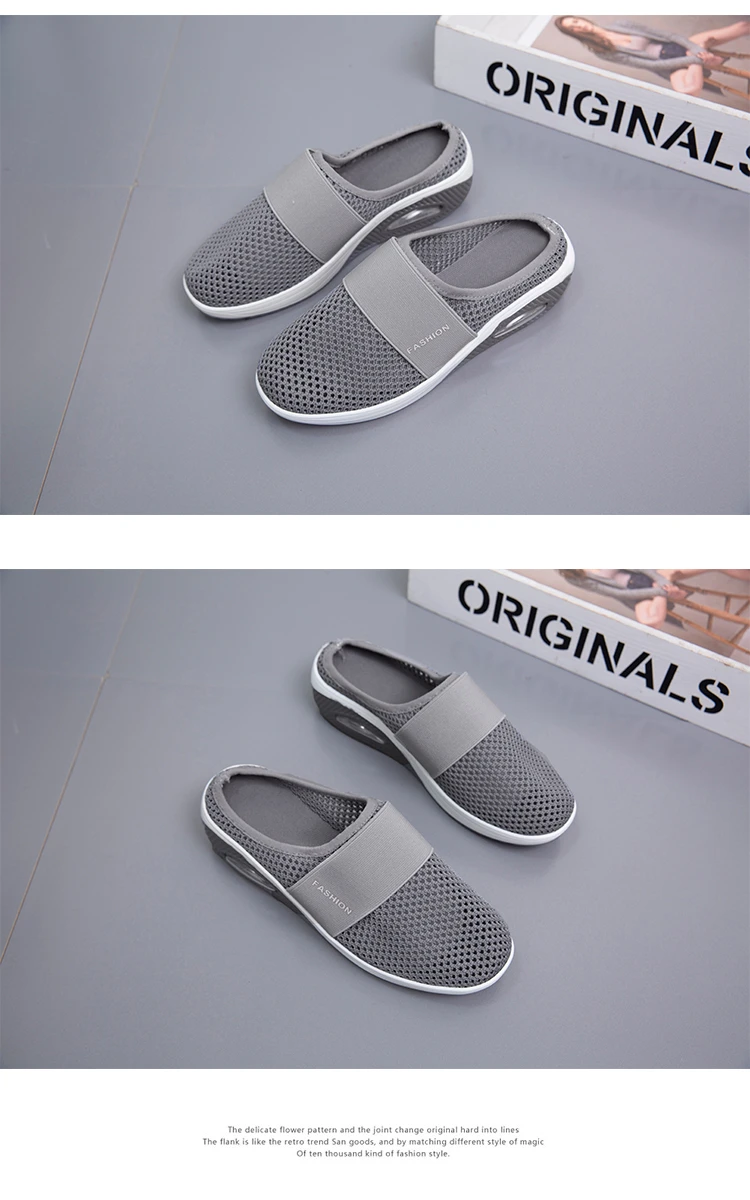 2025, Sommer europäische und amerikanische große Baotou-Halbhausschuhe für Damen, Mesh, ohne Absatz, Slip-on-Damenschuhe, flache Schuhe – Detail 20