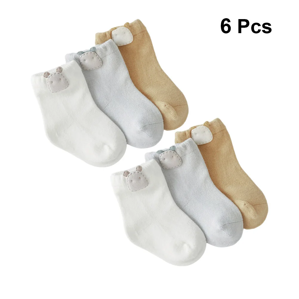 3 pares meias de bebê algodão macio respirável durável antiderrapante primavera outono dos desenhos animados meias panda tamanho xs 0-6 meses recém-nascido criança