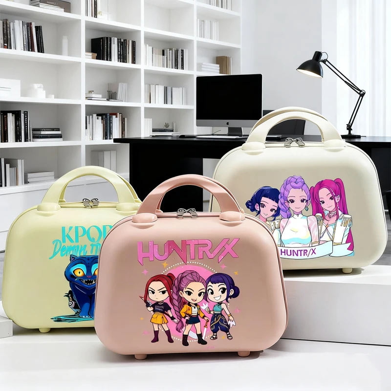 

KPop Demon Hunters Makeup Case Cartoon Pattern Portable Suitcase Anti Slip Wear Resistant Durable Luggage Friend's Birthday Gift
