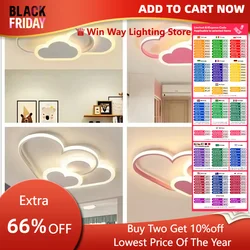 Princess Heart LED Modern Ceiling Lights Surface Dimmable Children Girl Room Living Room Wedding Decor Chandelier Fairy Lamp