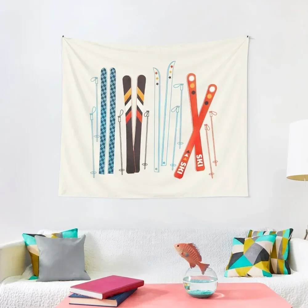 

Colorful Retro Ski Illustration Tapestry Room Decorations Wallpaper Bedroom Home Decorating Tapestry