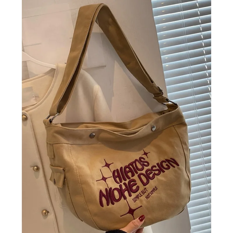 Shoulder Simple Canvas Single Bag Large Capacity Handbags For Women Casual High-Quality Messenger Versatile Luxury Crossbody Y2k