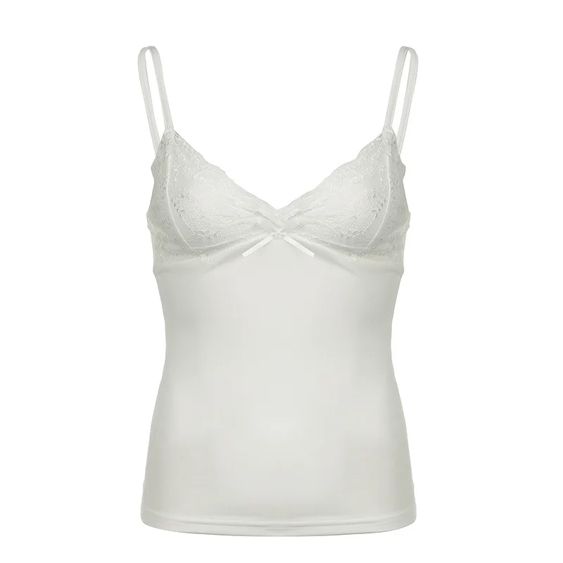 2026 Neues Sommer Y2K American Retro Spitzen-V-Ausschnitt-Trägertop – figurbetont und schlankmachend, kurzer Stil, „Spicy Girl“-Top, französisch schlicht und sexy – Detail 17