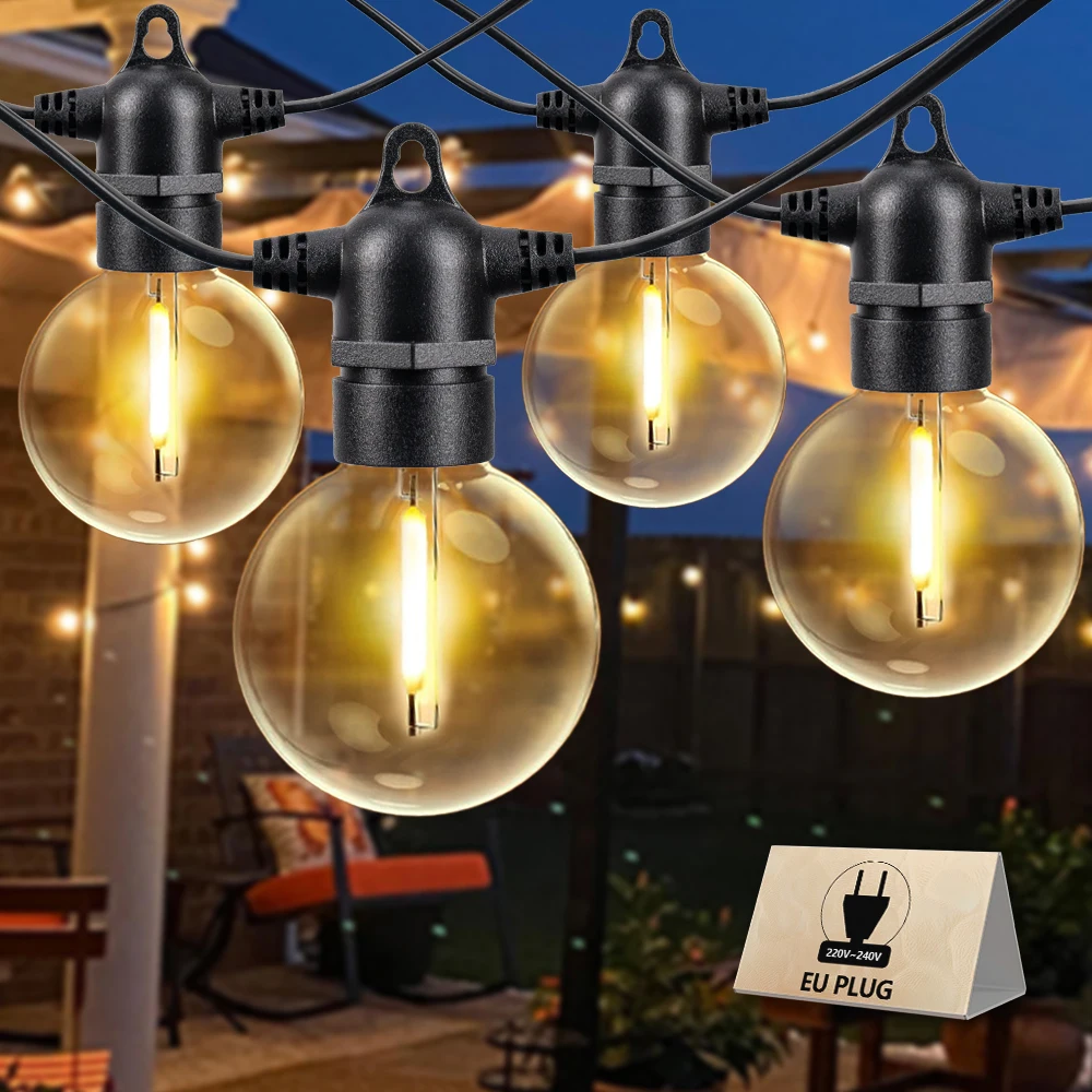 

Уличные гирлянды G40 (19.8/16.4/12.8/9.14/5.49 м) для сада, свадеб, рождественских вечеринок, гирлянд и подвесных украшений для двора, IP65