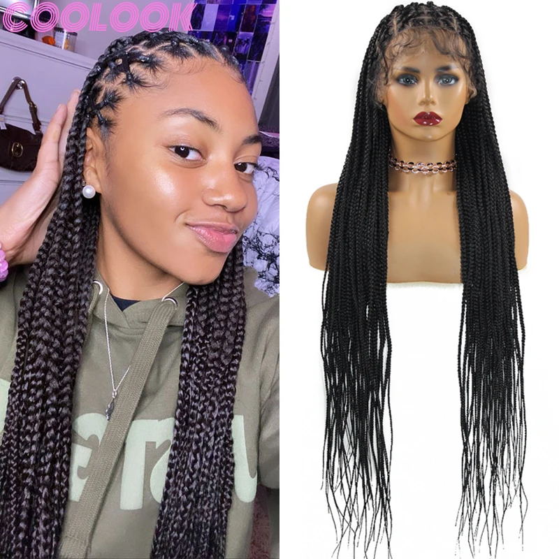 

Criss Cross Synthetic Full Lace Braid Wigs 36'' Super Long Silky Braids Wigs for African Women Natural Braided Lace Frontal Wigs