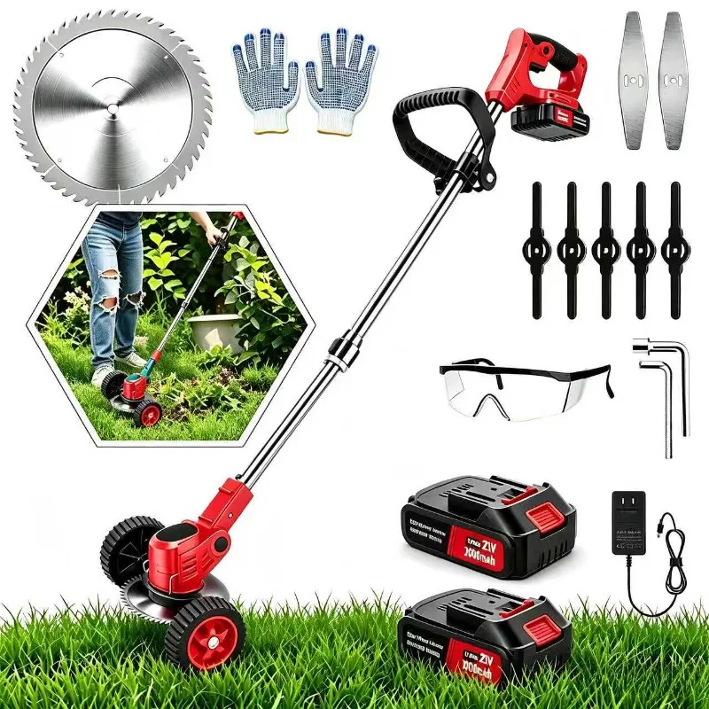 Adjustable Electric Lawn Mower Cordless High Power Wireless Outdoor Home Brush Cutter Brushed Not Included Portable Weeding Tool