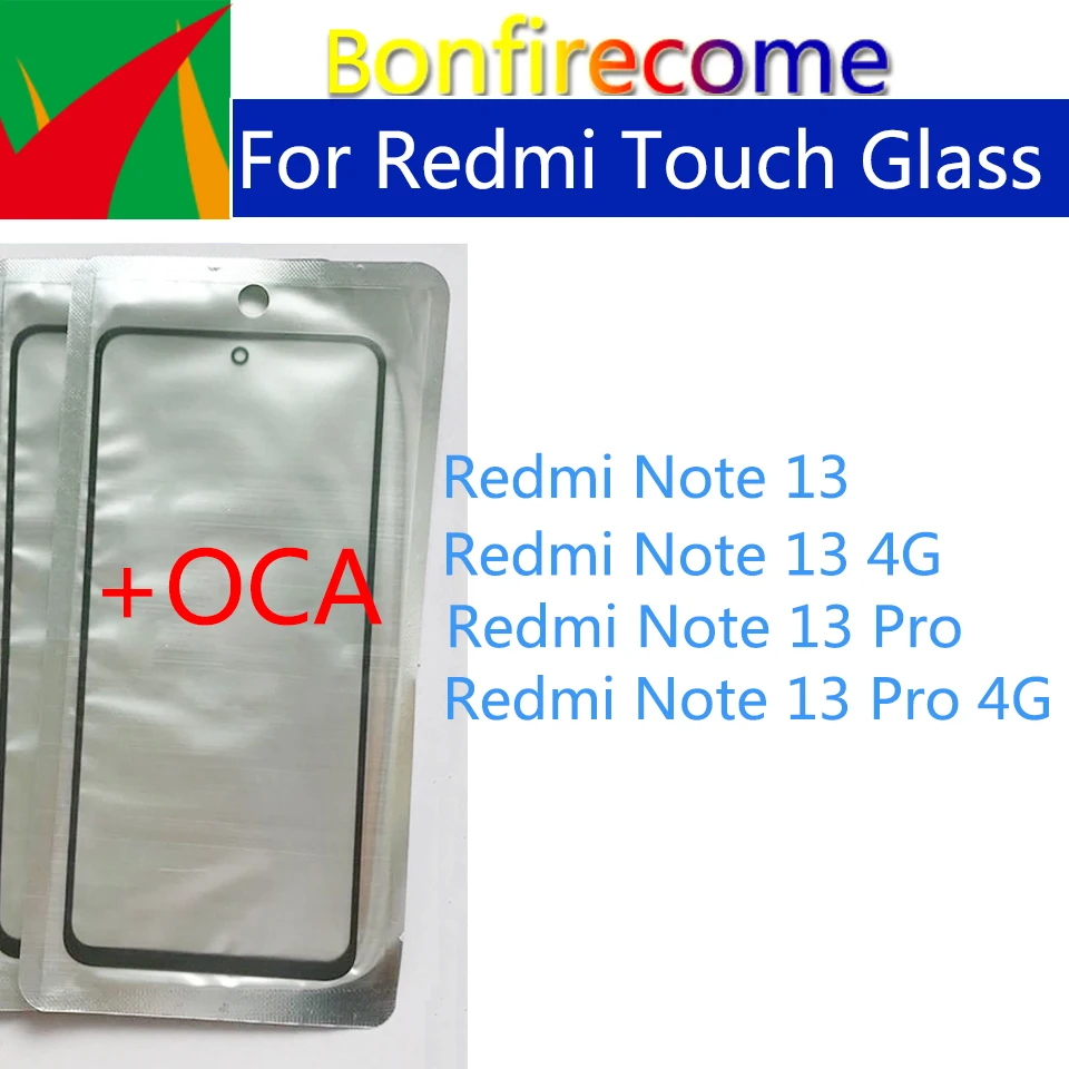 

10Pcs\Lot For Xiaomi Redmi Note 13 Pro 4G LCD Touch Screen Panel Front Outer Glass Lens With OCA Glue Replacement