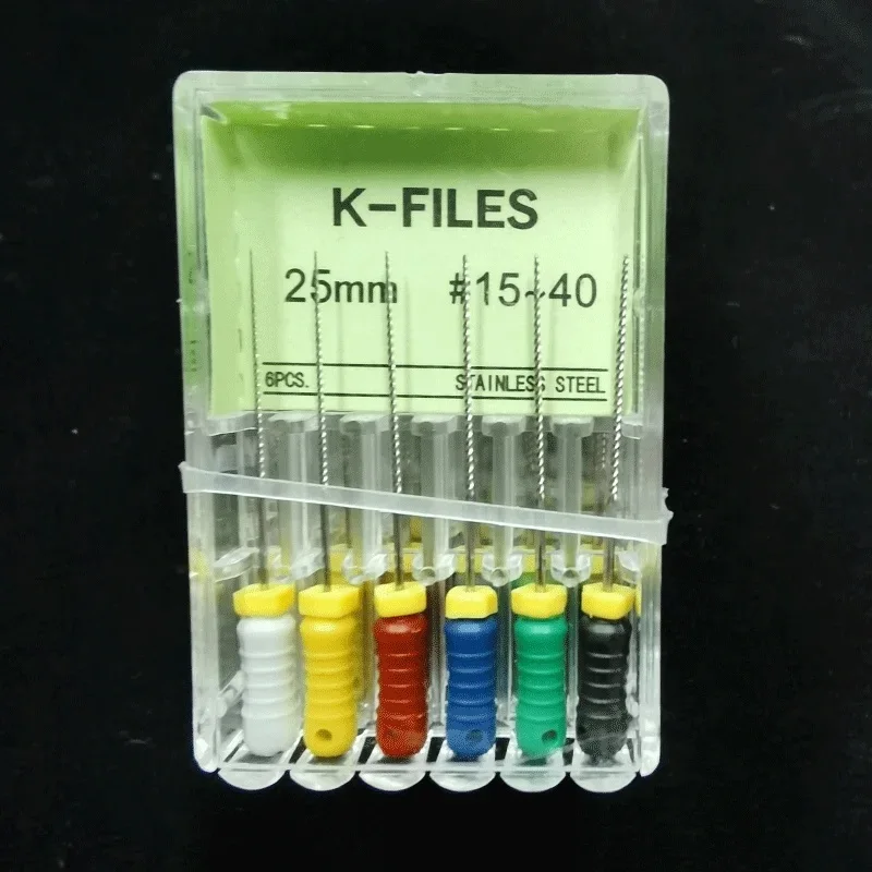 Instrumentos Endodônticos em Aço Inoxidável, Ferramentas Dentárias, Canal Radicular, Endo K File, Dentista, Odontologia, 2 Caixas, 25mm