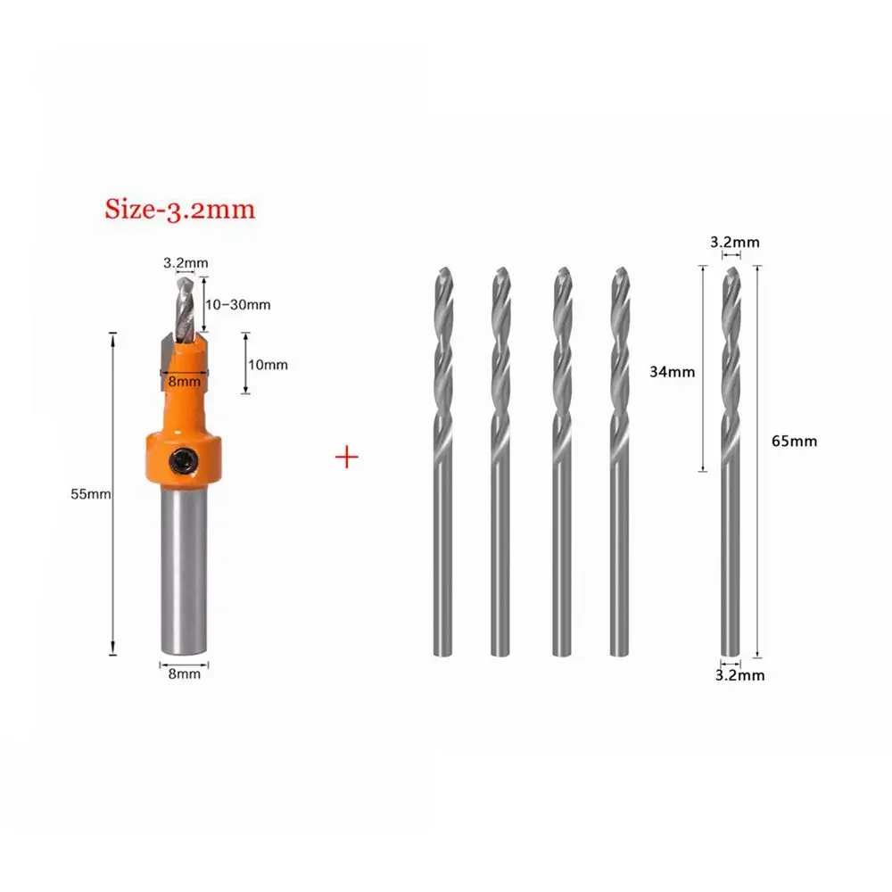 Imagem -04 - Broca Escareada Grupo Wood Router Bit Fresa Brocas de Torção para Madeira 2.8 mm mm 3.2 mm 3.5 mm mm mm Pcs