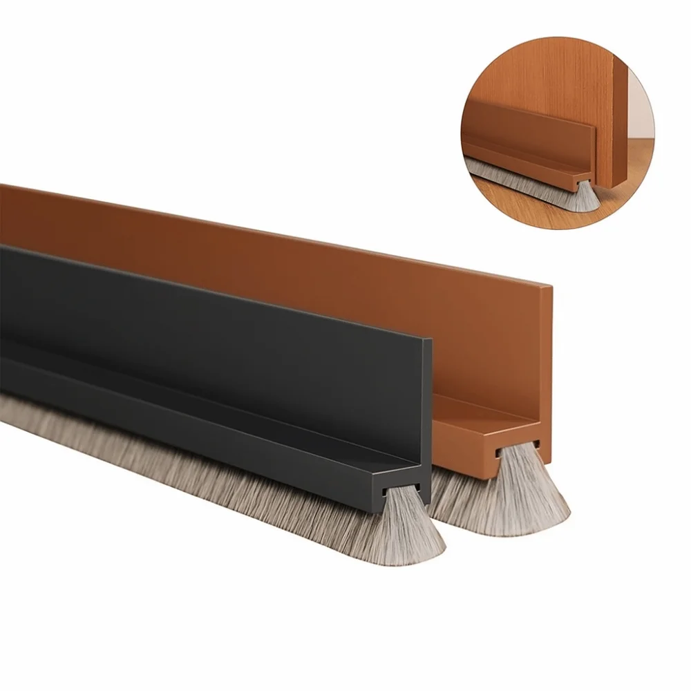 PVC Door Draft Stopper Self Adhesive 100cm Brush Door Seal Brush Design Insect Prevention Weather Stripping Living Room