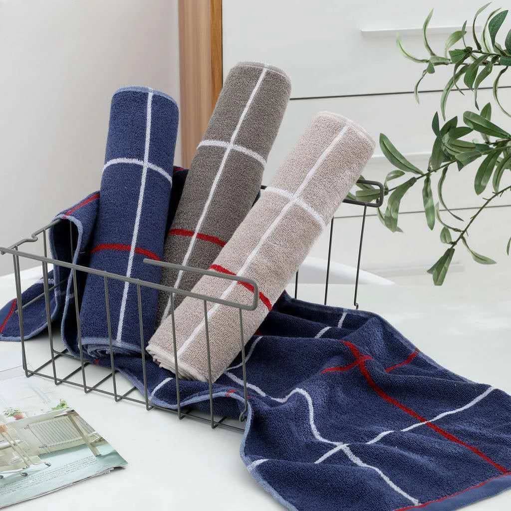 Face Towel Plaid Cotton Water Absorbent Cleaning Bathroom Hotel Classic Skin-Friendly Washcloth Adult Minimalist Towels Toalha