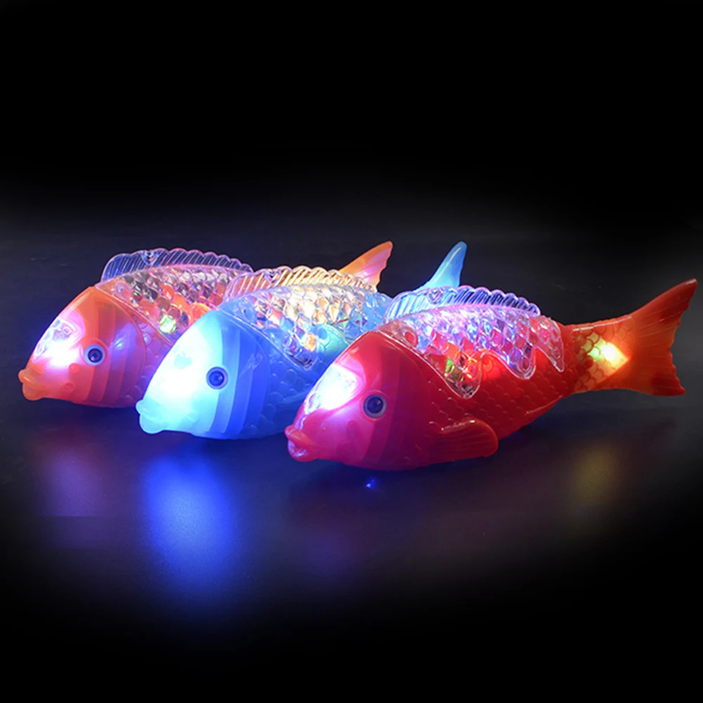 Kids Toy Simulated Swimming Electric Projection Colored Fish Light Music Free Swing Holiday Gift