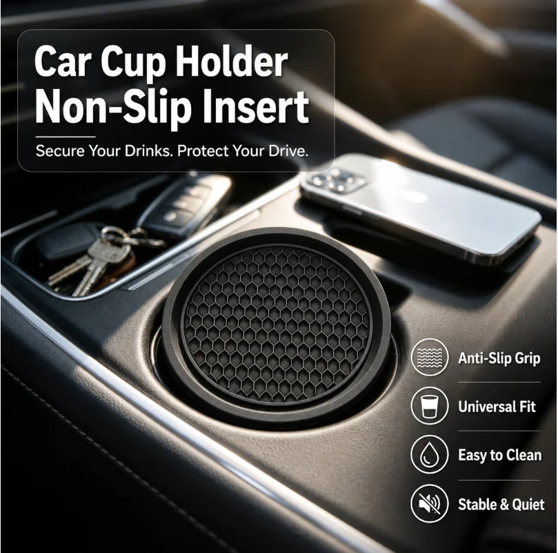 2pcsUniversal Waterproof Non-Slip Car Cup Holder Coaster Honeycomb Silicone Insert Mat Easy Clean Auto Interior Accessories
