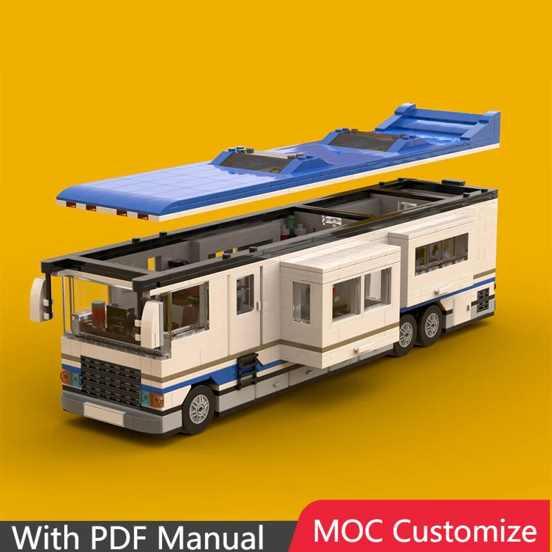 

1369 шт., хит продаж, MOC, высокотехнологичная городская роскошная модель дома на колесах, строительные блоки, технология сборки, кирпичи, игрушки «сделай сам», подарки для детей