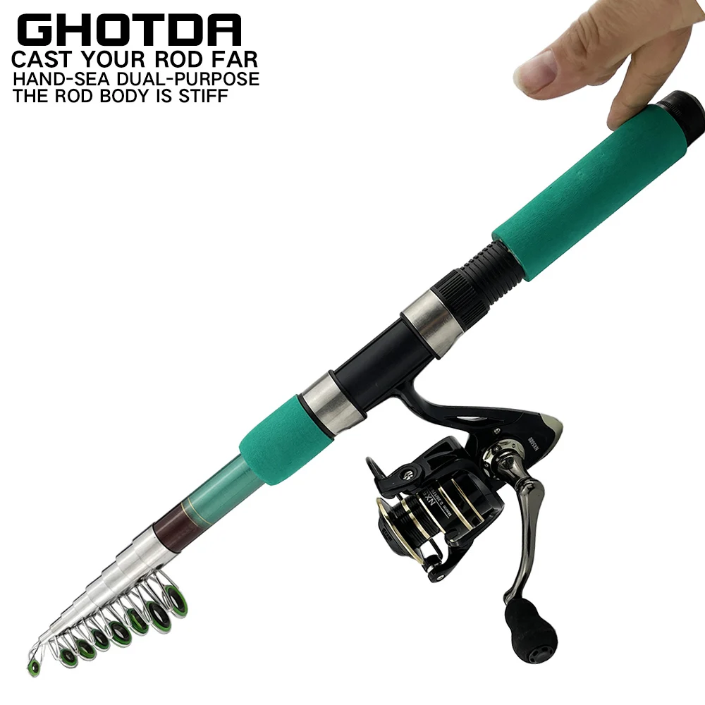 

GHOTDA 1.8-3.6m Telescopic Fishing Rod and 5.2:1 Fishing Reel Wheel Portable Travel Fishing Rod Spinning Fishing Rod Combo Sea