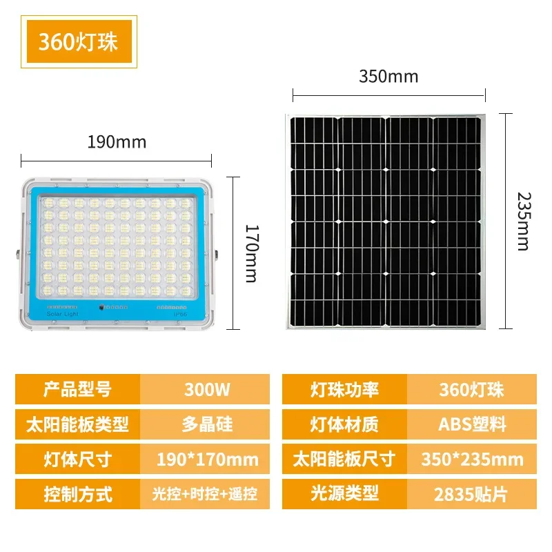 防水ソーラーLEDフラッドライト,リモコン付き,緊急照明,パティオ壁