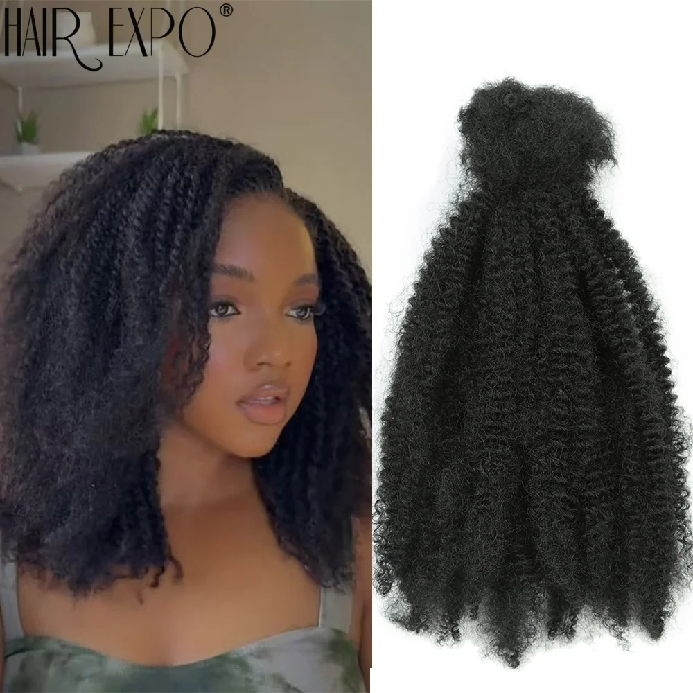 3 Peças de Cabelo Sintético Afro Kinky Cacheado para Crochê, Extensões de Cabelo Marley Twist para Tranças, Fibra de Proteína Ombre para Micro Tranças