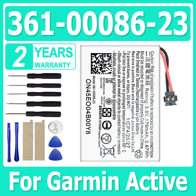 

Brand-New Replacement 361-00086-23 Sport Watch Battery For Garmin Active +Free Tools
