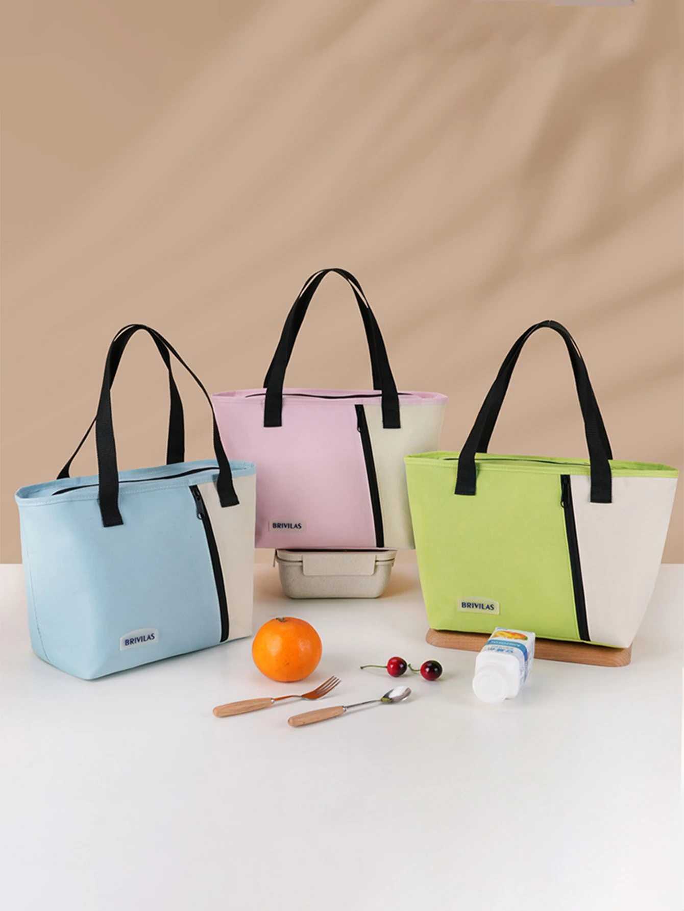 Borsa per il pranzo quadrata piccola abbinata al colore di grande capacità, borsa per il pranzo portatile da campeggio e picnic all\'aperto, borsa