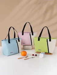 Borsa per il pranzo quadrata piccola abbinata al colore di grande capacità, borsa per il pranzo portatile da campeggio e picnic all'aperto, borsa per il ghiaccio isolata e fredda