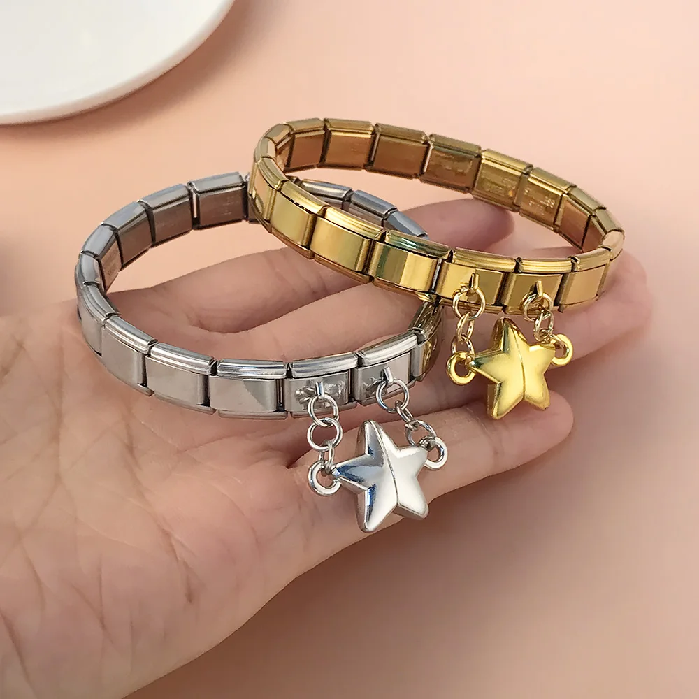 Design Magnetische Anziehung Abnehmbarer Stern Italienischer Charm Link Fit 9mm Edelstahl Armband Mode DIY Herstellung Perlen Schmuck – Detail 3