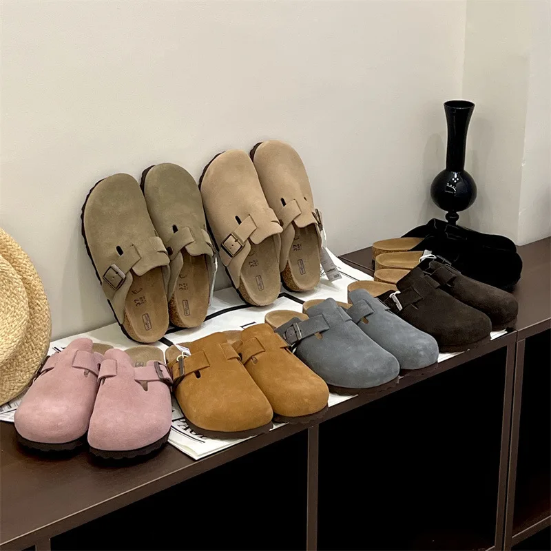 أحذية Boken الجديدة من الجلد الفلين الارتفاع الداخلي تزيد من نعل سميك أحذية Boken شباشب نسائية ملابس صيفية