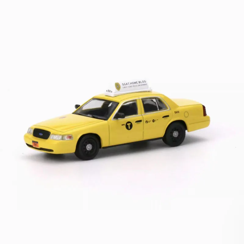 596 Model 1/64 Scale Ford Crown Victoria CV Yellow Taxi Painted Alloy Car Mode Static Collection Decorated Holiday Gifts Toys