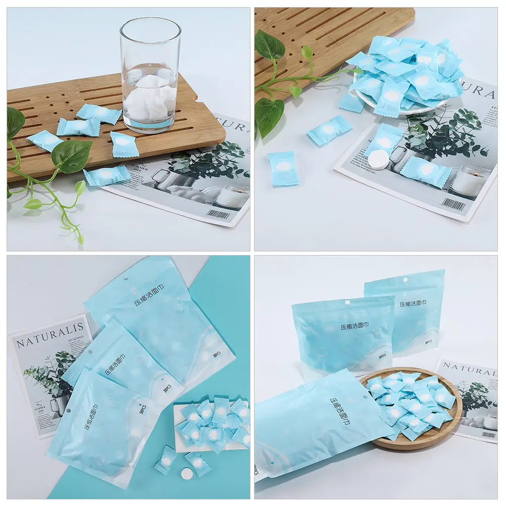 

100 Pcs Compressed Towel Full Cotton Facial Wipes Travel Disposable Non Woven Absorbent Cleaning Tissue Spa Salon Home Use Dry