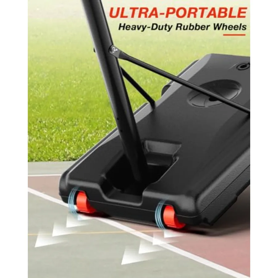 Höhenverstellbares Basketballkorbsystem für Jugendliche und Jugendliche. Tragbares Outdoor-Basketballtor mit 33, bruchsicherer Rückwand-ID