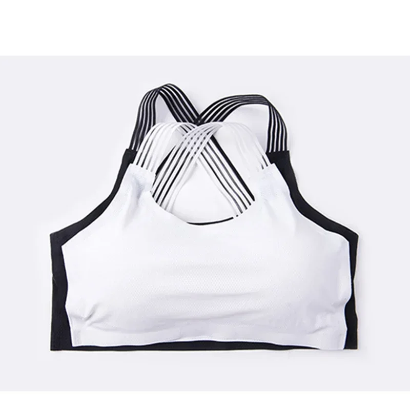 Sexy Cross Back Straps Sports Bra Shockproof Breathable Fitness Running Gym Sport Vest Top Sport Bra Sportswear for Women Girls