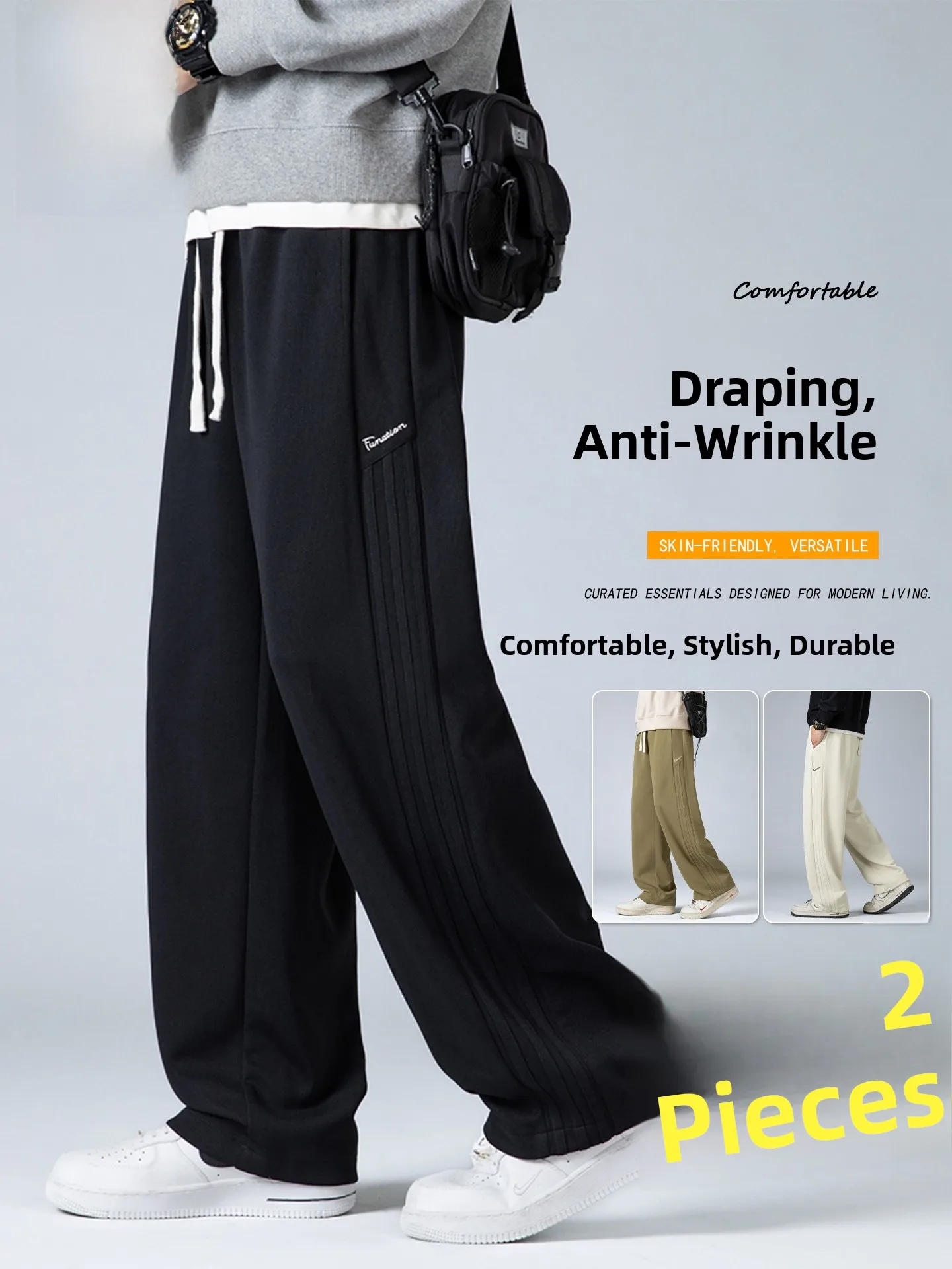 

TUCANO New Men's Straight Leg Casual Pants Anti-Wrinkle Dra Spring 2026 Teenage Bla Long Trousers Faion Brand