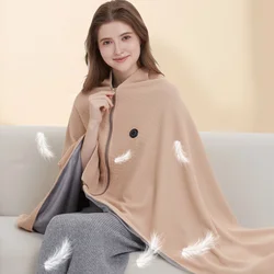 USB Electric Heated Blanket Shawl for Office ，3 Heating Levels Fleece Heated Mat Household Wearable Body Warmer Blanket Washable