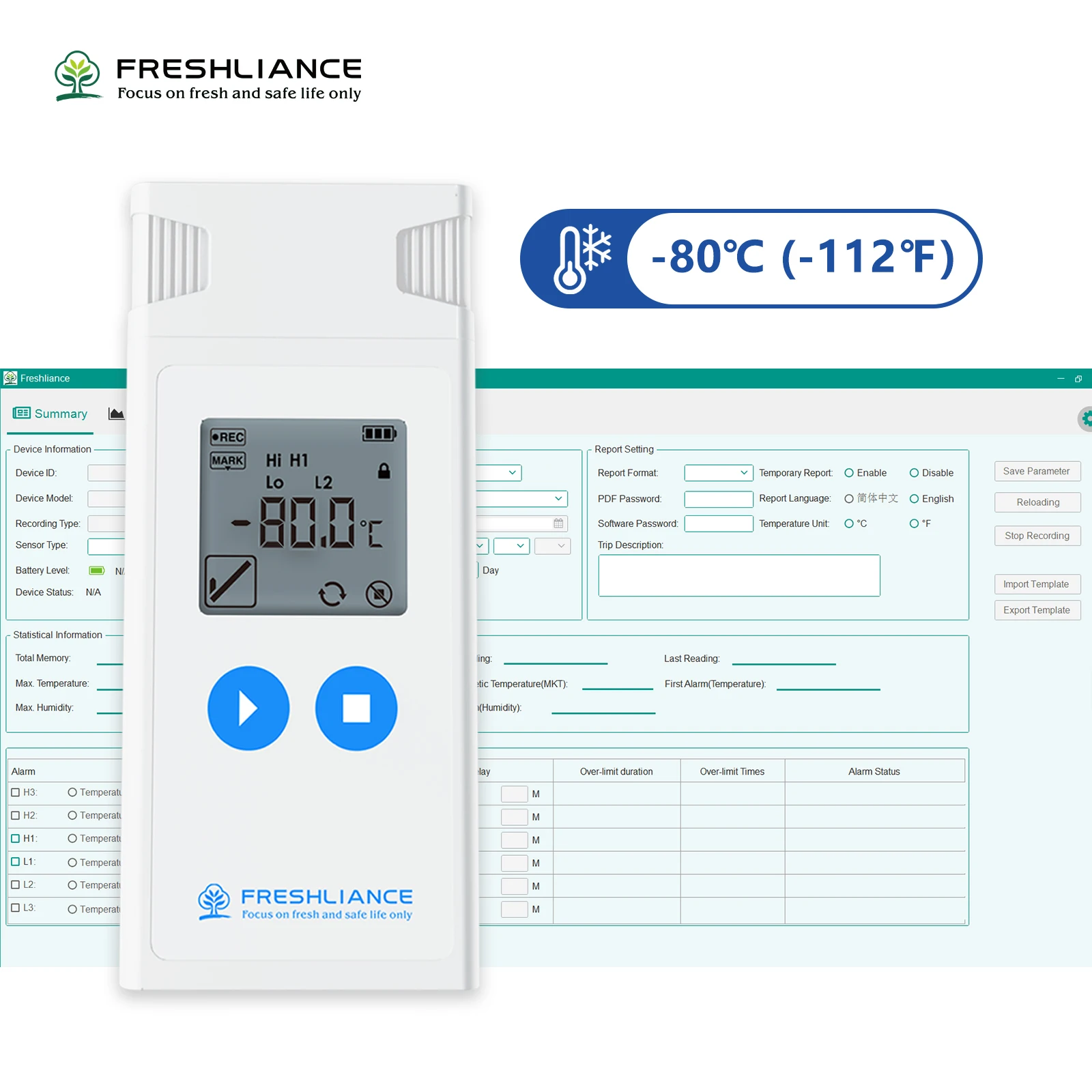 ثلاجة أطلس Log-IUT-80 مسجل بيانات درجة حرارة منخفضة للغاية