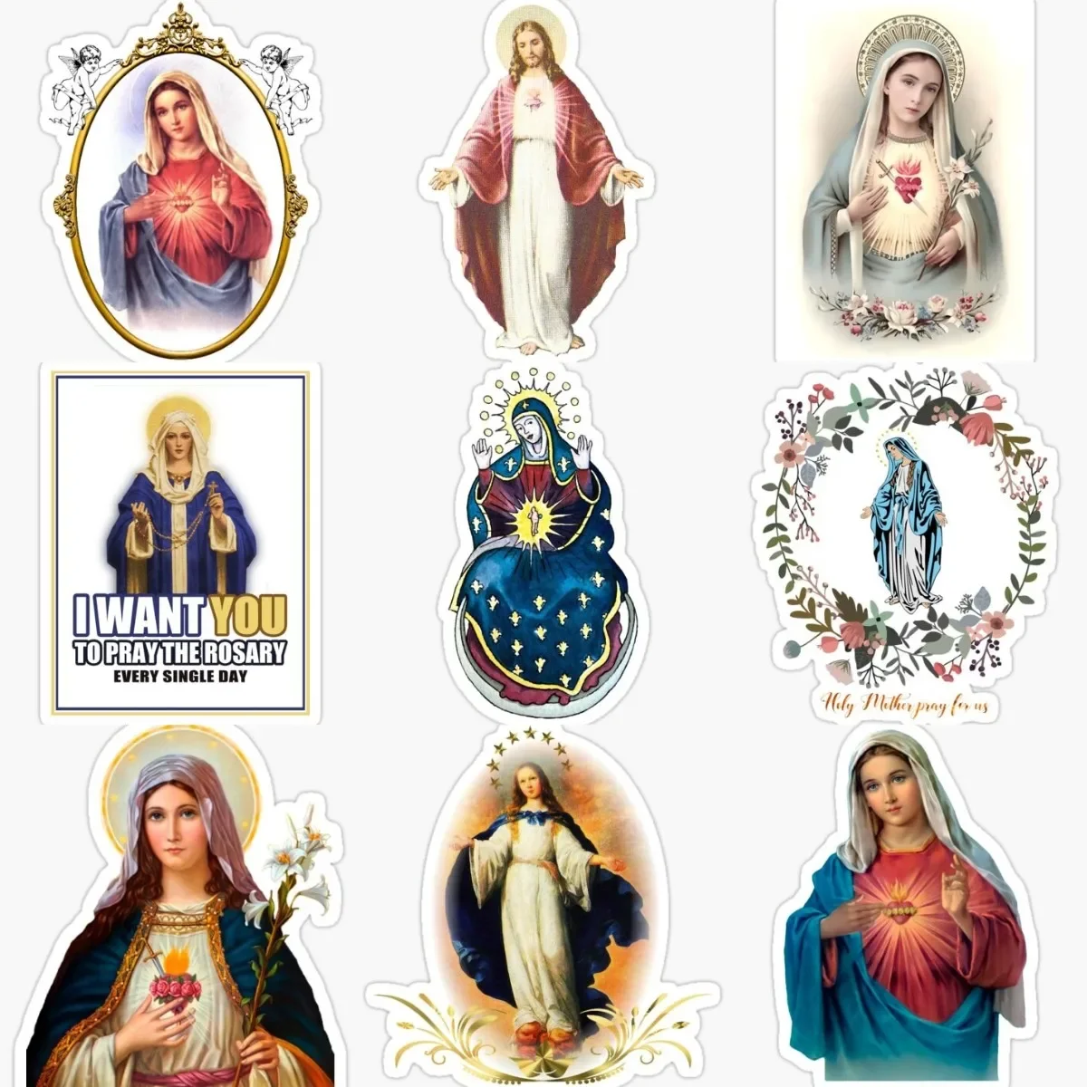 

Christian Catholic Virgin Mary Sticker Laptop Window Truck Motorcycle Wall Room Door Bicycle Van Glass Helmet Camper PVC Decal