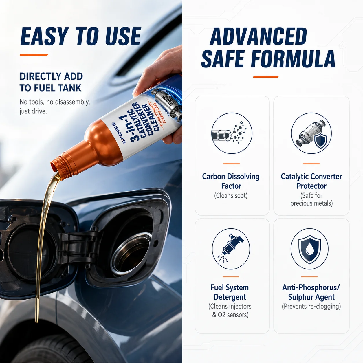 Katalysator-Reiniger 120ml Auto-Abgassystem-Reiniger Kraftstoffadditiv Entfernt Kohlenstoffablagerungen Verbessert Leistung und Kraftstoffeffizienz – Detail 3