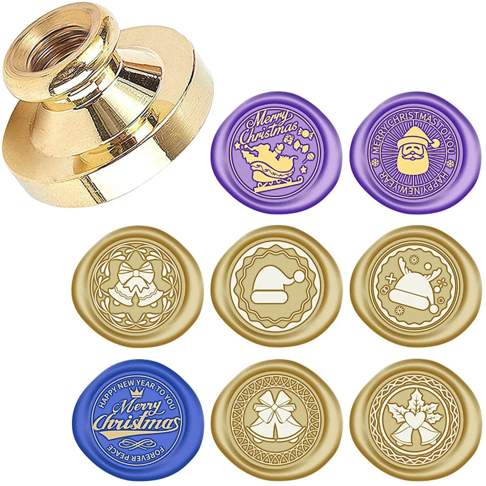 Merry Christmas,Santa Claus and Jingle Bells Removable Brass Wax Stamps for Decorating Envelopes Invitations Gifts Cards ,Wine