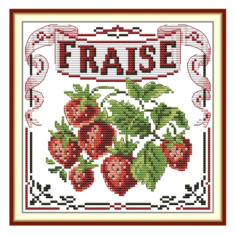 Strawberries Raspberry Patterns Counted Cross Stitch Set 11CT 14CT 16CT HD Stamped DMC Cross-stitch Kit Embroidery Needlework