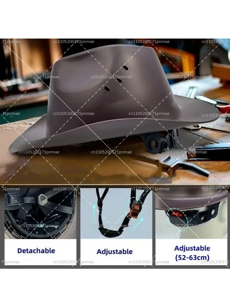Full Brim Cowboy Hard Hat with Safety Goggles Outdoor Protective Helmet for Work