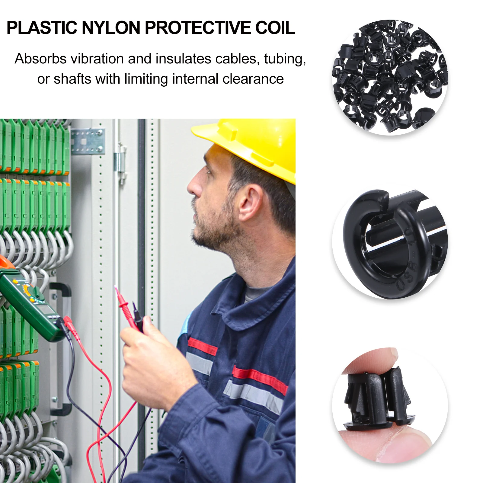 100 قطعة كابل النايلون المفاجئة جروميت الأسود واقية جلبة للعزل ارتداء مقاومة الاهتزاز امتصاص الحرارة الزيوت المعدنية
