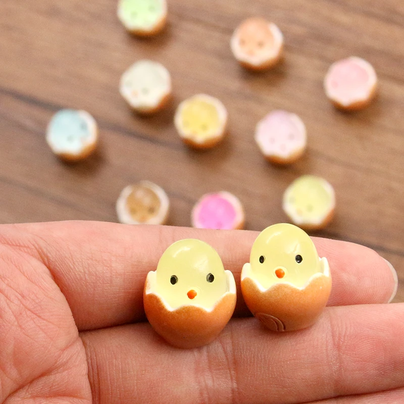 10Pcs 18*21mm Mix Color Luminous Chick Egg Resin Cabochon Flatback DIY Crafts Scrapbooking Dollhouse Decoration Accessories