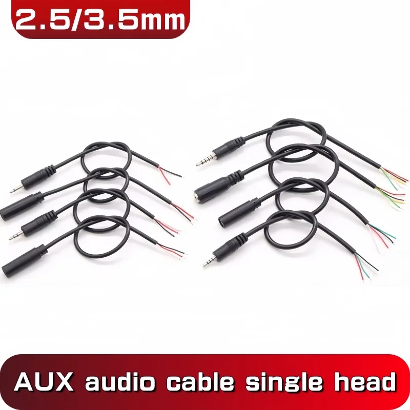 1/5PCS 3.5mm 2.5mm Male Plug/Female Jack to Bare Wire Open End TS Mono/3 Pole/4 Pole TRRS Stereo Plug Jack Connector Audio Cable
