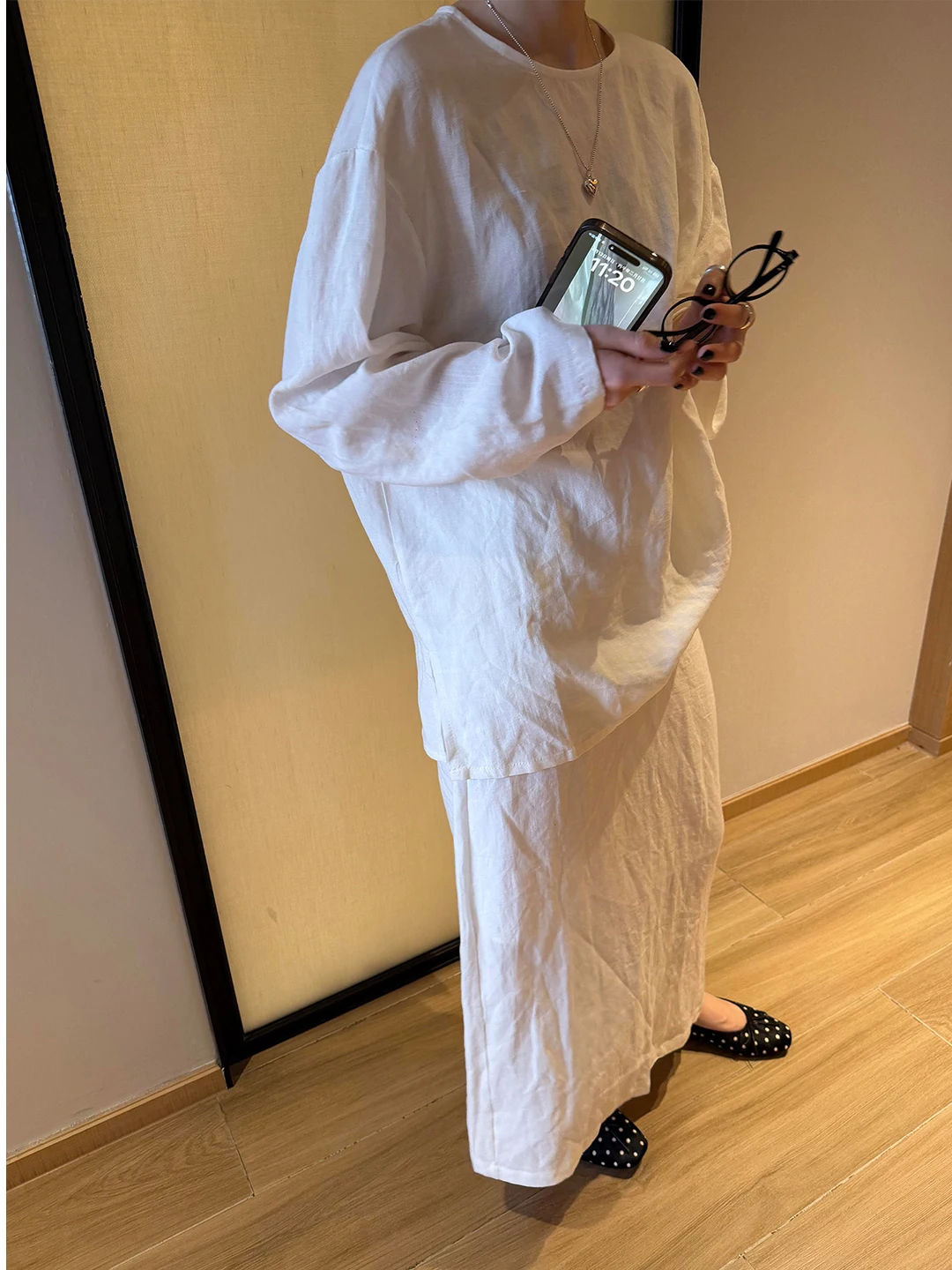 

Casual Cotton Linen Shirt Set Women Summer Loose Sun Protection Skirt Two Piece Set Comfortable Breathable Fashionable