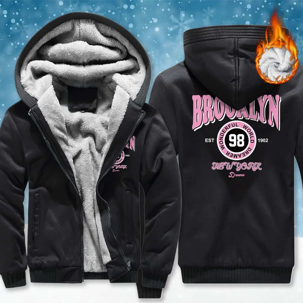 

Brooklyn Wonderful World Dreamer с принтом, мужские пальто на молнии, повседневная утепленная флисовая толстовка, свободная одежда, зимний теплый модный топ в стиле ретро